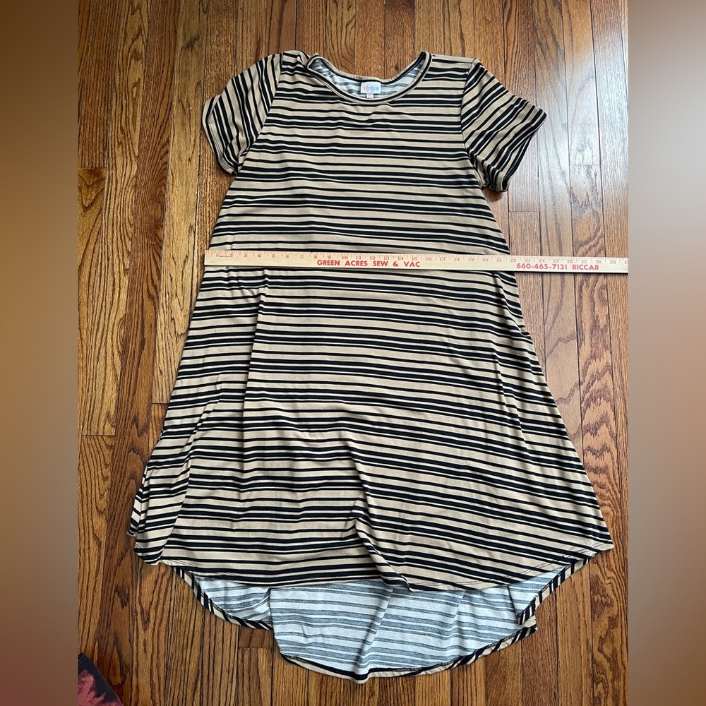 LuLaRoe dress XL brown with black striped, high low
